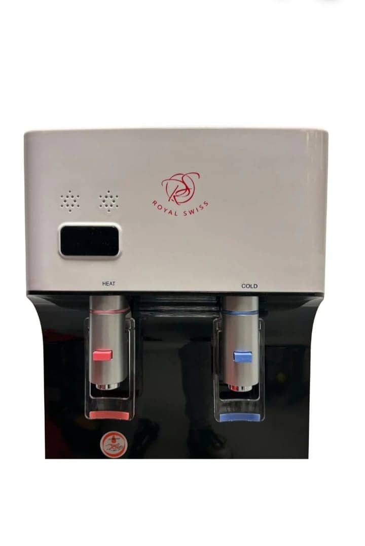 Distributeur d'eau Royal Swiss blanc et noir avec robinets pour eau chaude et froide. — vue 1