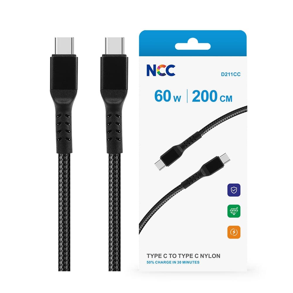 NCC Câble USB-C vers USB-C tressé 60W 200cm