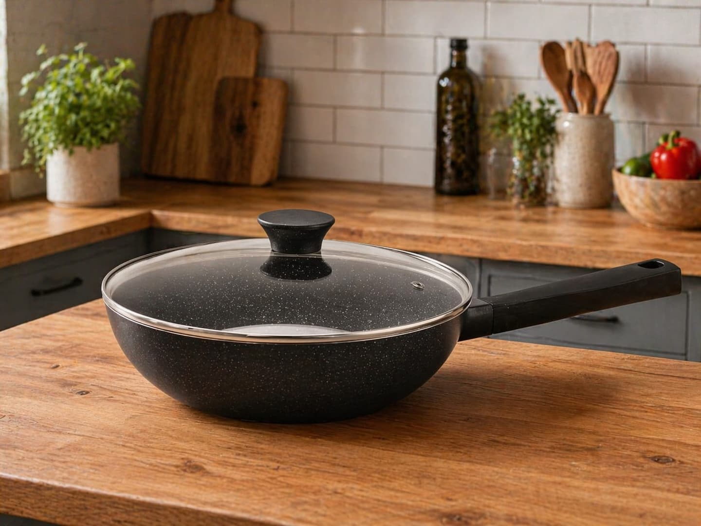 Royal Swiss Wok en aluminium forgé 32 cm avec couvercle